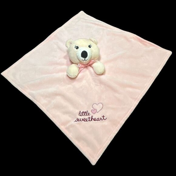 Baby Starters Bear "Little Sweetheart Heart" Lovey Security Blanket Satin Back - Picture 1 of 9